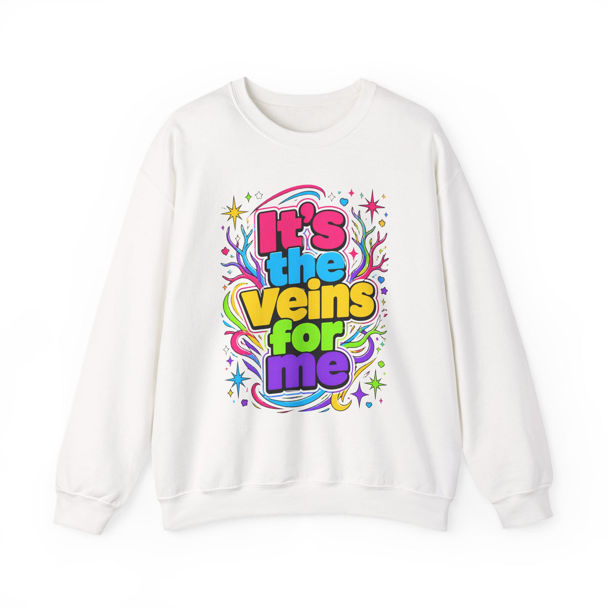 Crewneck Sweatshirt - "It's the Veins for Me" Colorful Retro Graphic