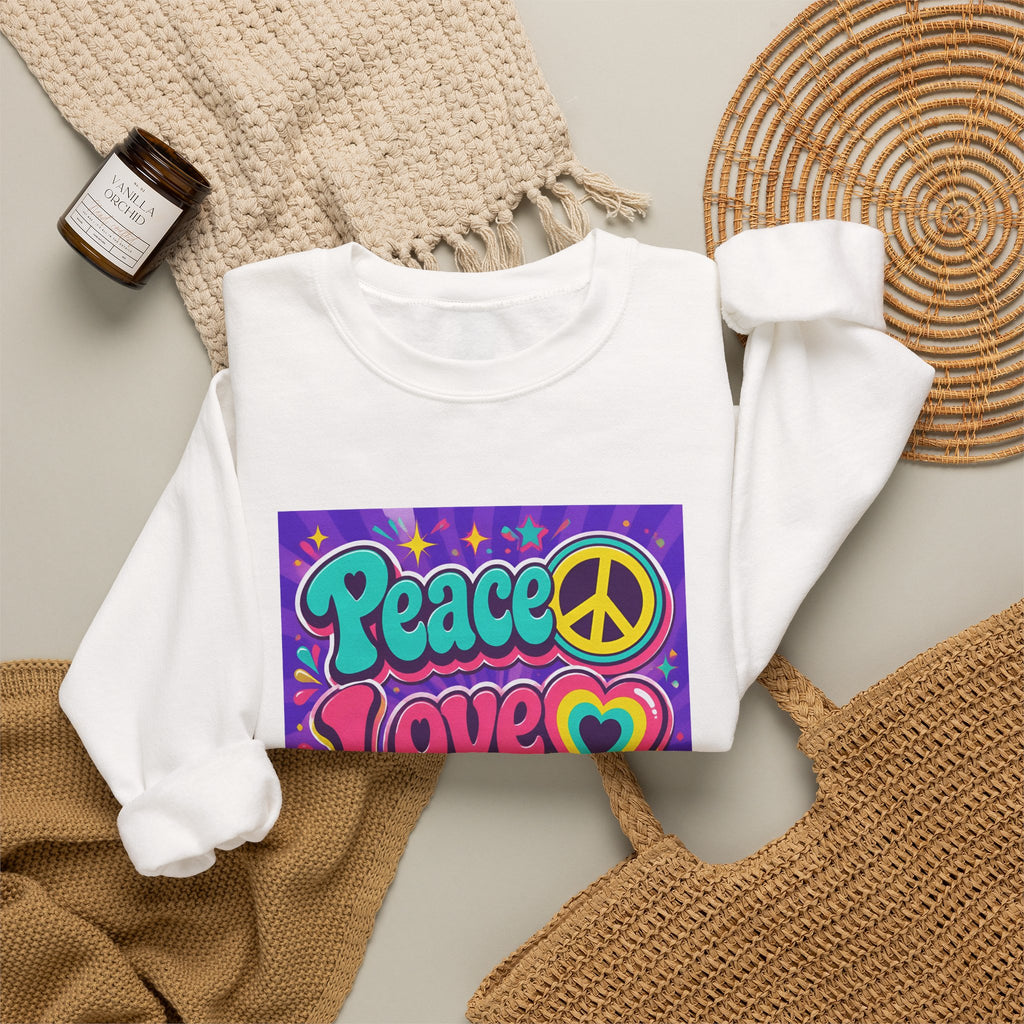 Crewneck Sweatshirt — "Peace Love Phlebotomy" Retro Hippie Medical Sweatshirt