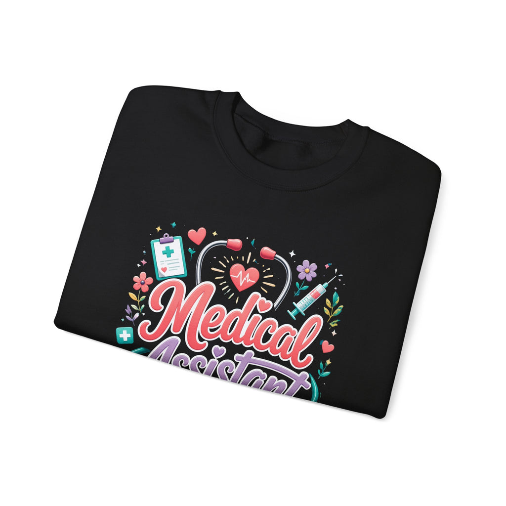 Medical Assistant Crewneck Sweatshirt — Cute Pastel Stethoscope & Heart Design