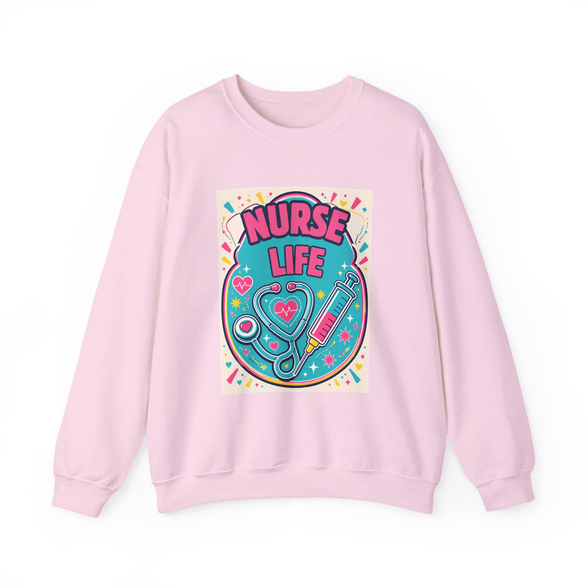 Nurse Life Sweatshirt — Cute Colorful Stethoscope & Syringe Crewneck for Nurses