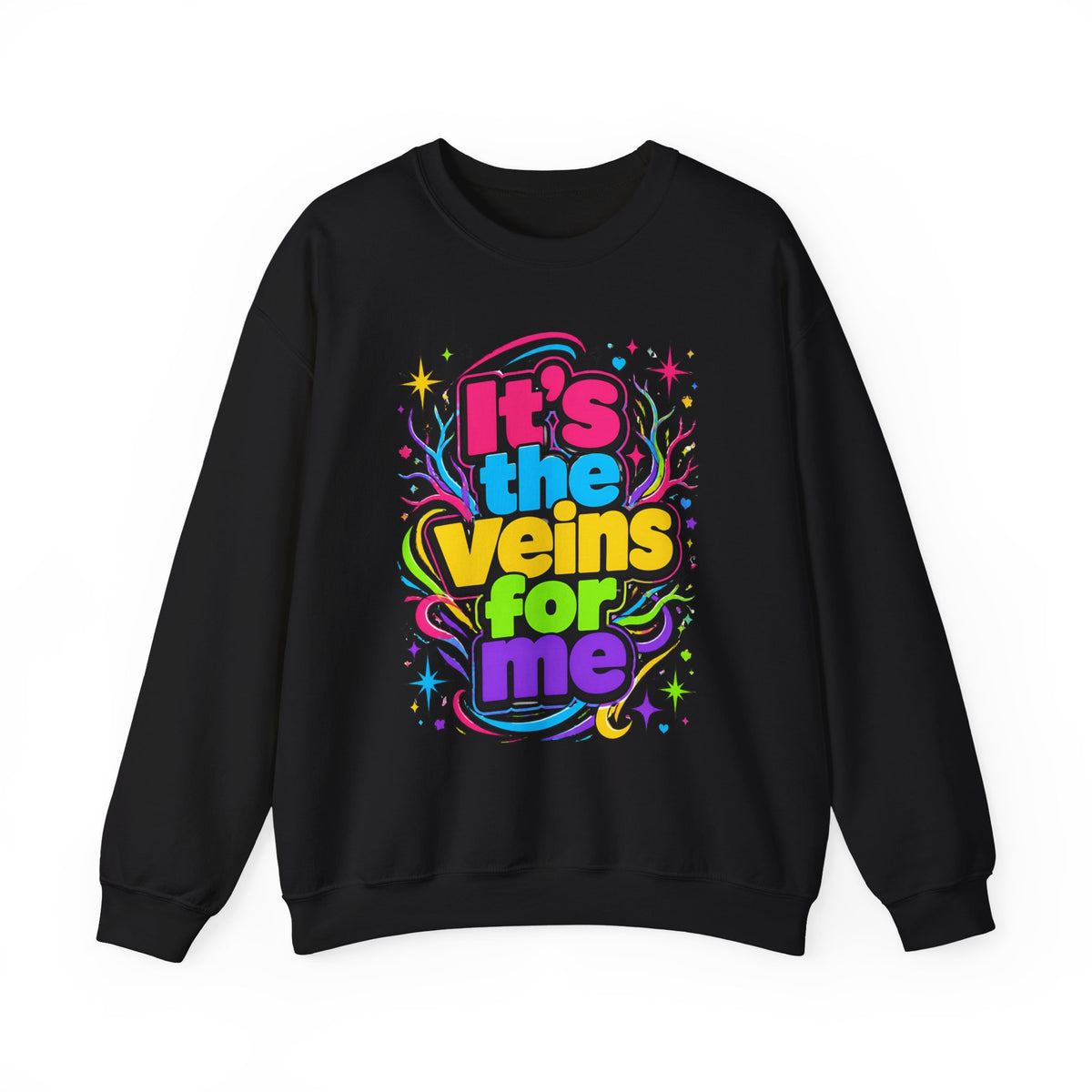 Crewneck Sweatshirt - "It's the Veins for Me" Colorful Retro Graphic