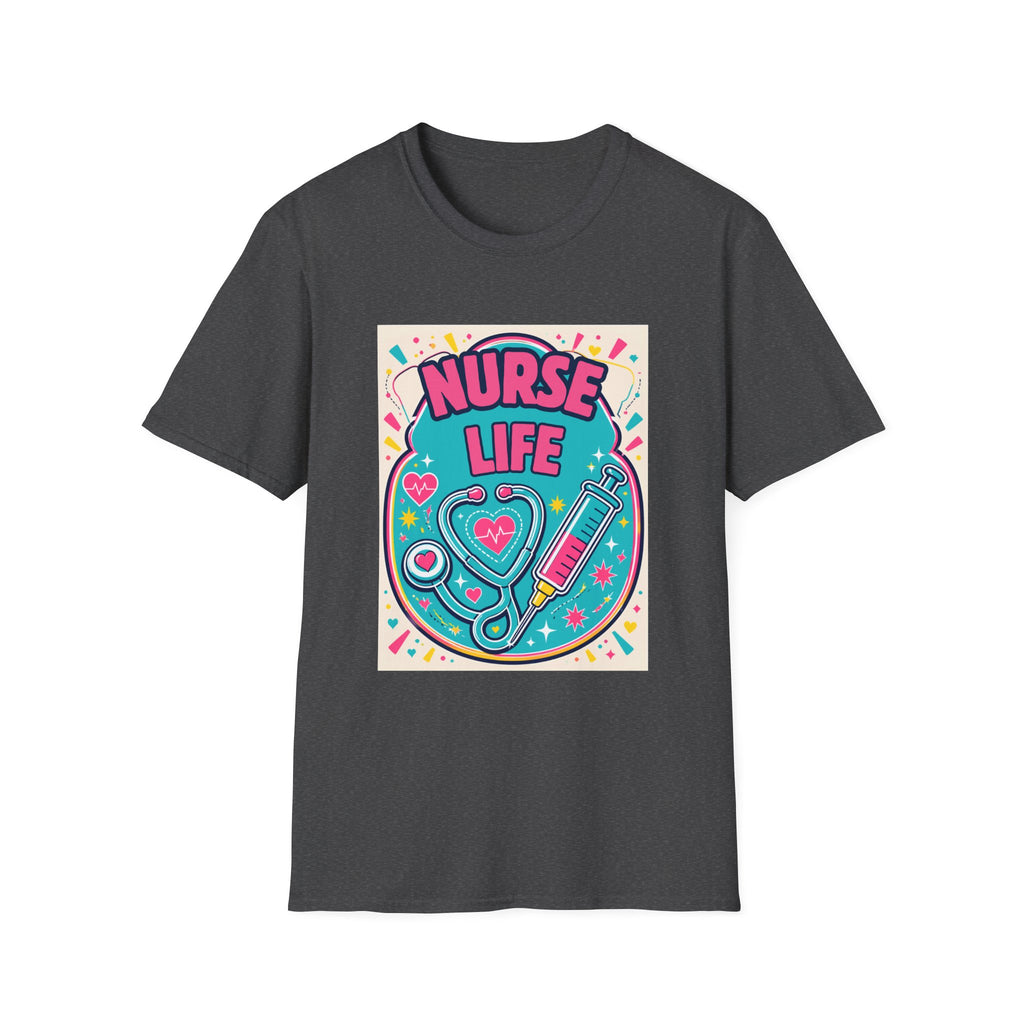 Nurse Life T-Shirt — Colorful Stethoscope & Syringe Graphic for Nurses