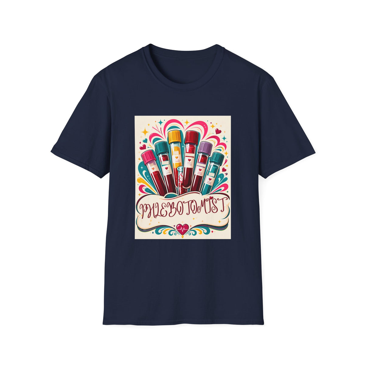 Phlebotomist Vibes T-Shirt — Colorful Blood Draw Tubes Design