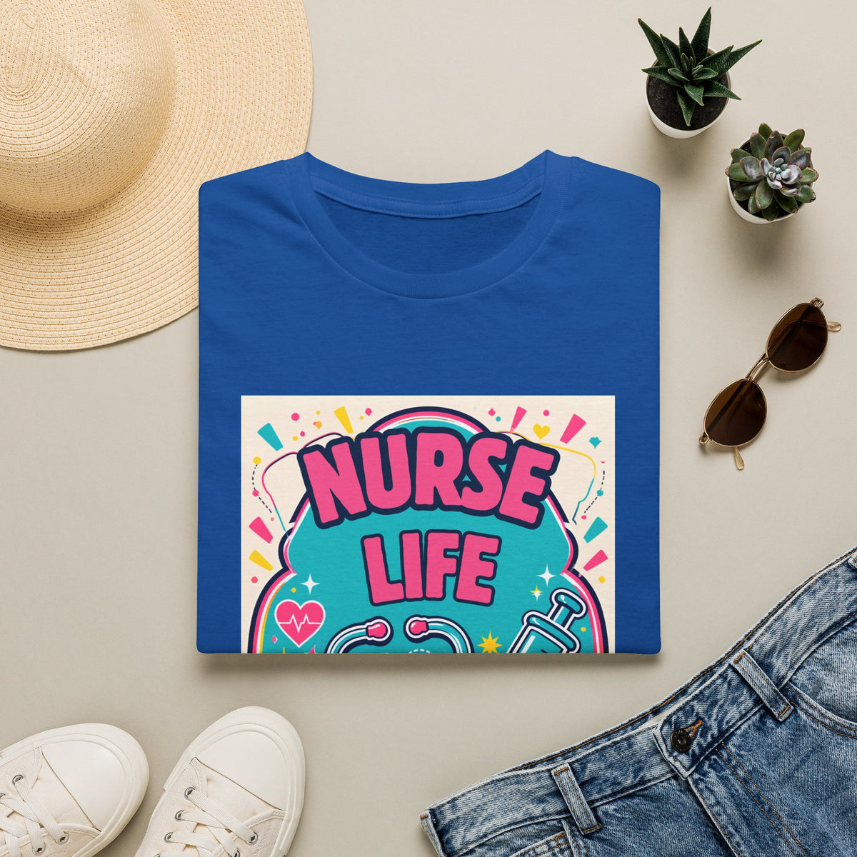 Nurse Life T-Shirt — Colorful Stethoscope & Syringe Graphic for Nurses