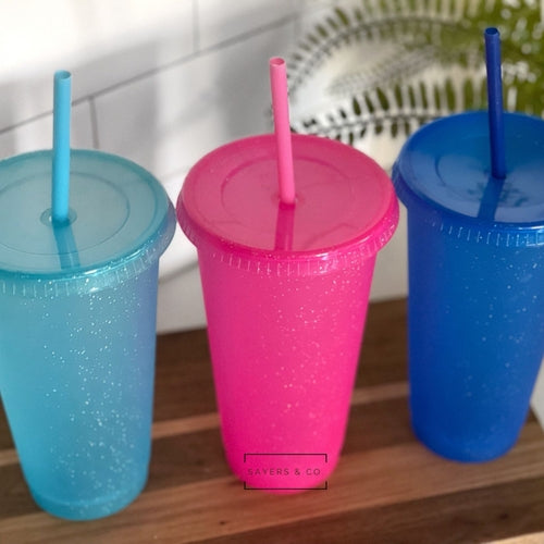 24oz Matte Glitter Colored or Matte Black Cold Cup