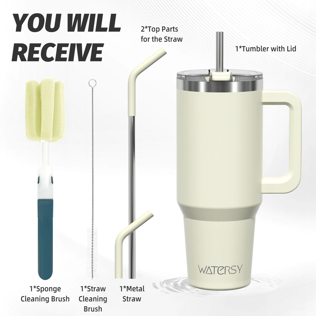 WATERSY 20oz/30oz/40oz Tumbler with Handle & Straw Large Capacity