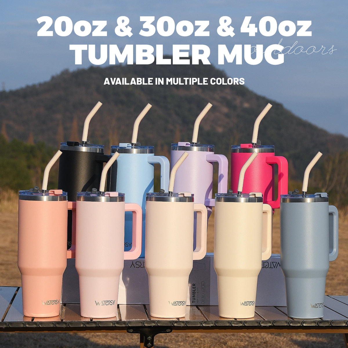 WATERSY 20oz/30oz/40oz Tumbler with Handle & Straw Large Capacity
