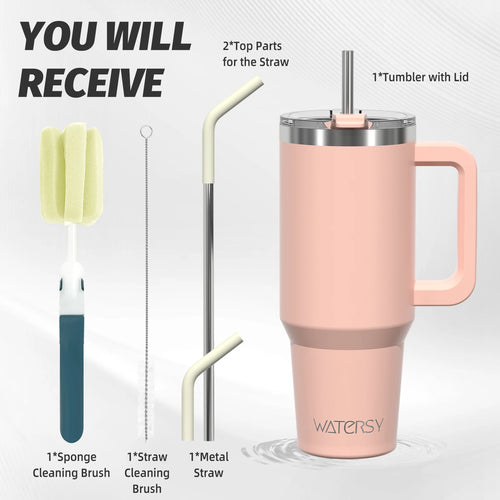 WATERSY 20oz/30oz/40oz Tumbler with Handle & Straw Large Capacity