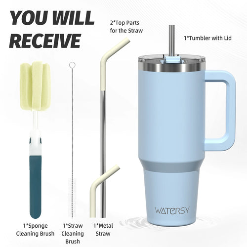 WATERSY 20oz/30oz/40oz Tumbler with Handle & Straw Large Capacity